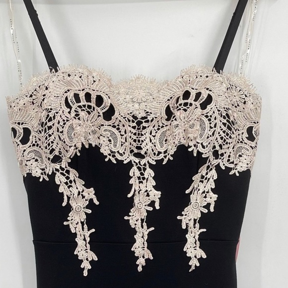 Haute Monde black cocktail dress w/ lace overlay S - Picture 14 of 14